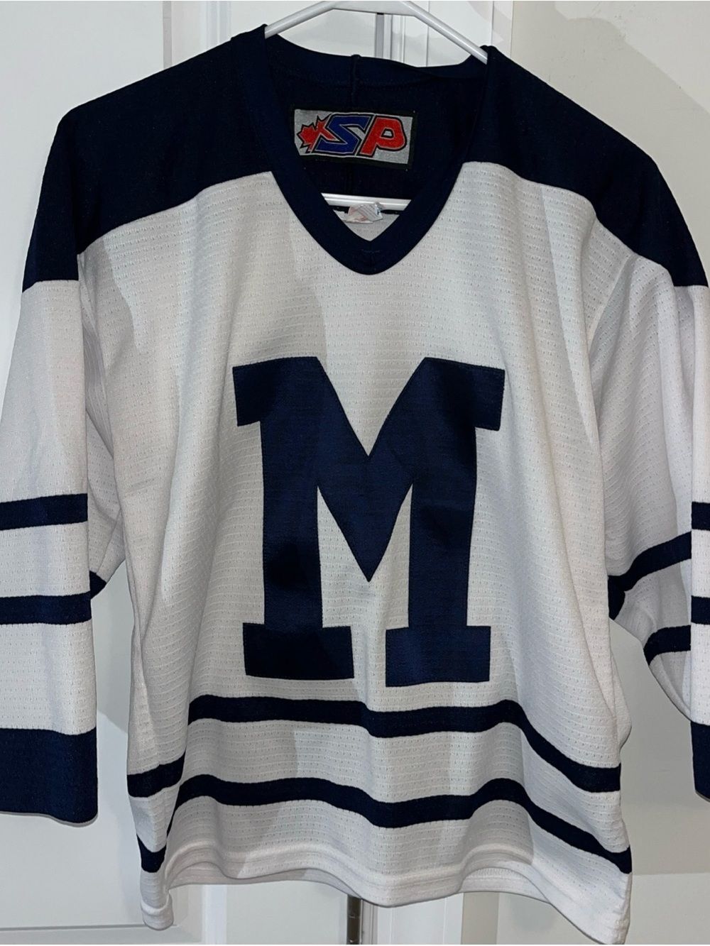 Vintage SP Michigan Wolverines Youth Hockey Jersey L/XL Retro Canada Made